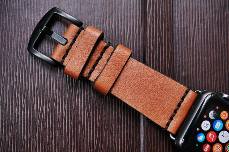 AWBF93-D60 handgefertigt Vintage Leder Uhrenarmband incl. Lugs Adapter für Apple Watch (oder Apple Watch Sport) 42mm oder 38mm – Bild 5